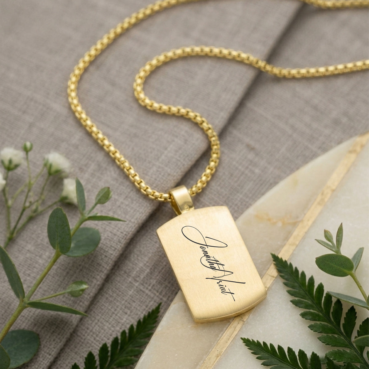 Loved Remembered STAINLESS 25G Gold Plated Tag Pendant
