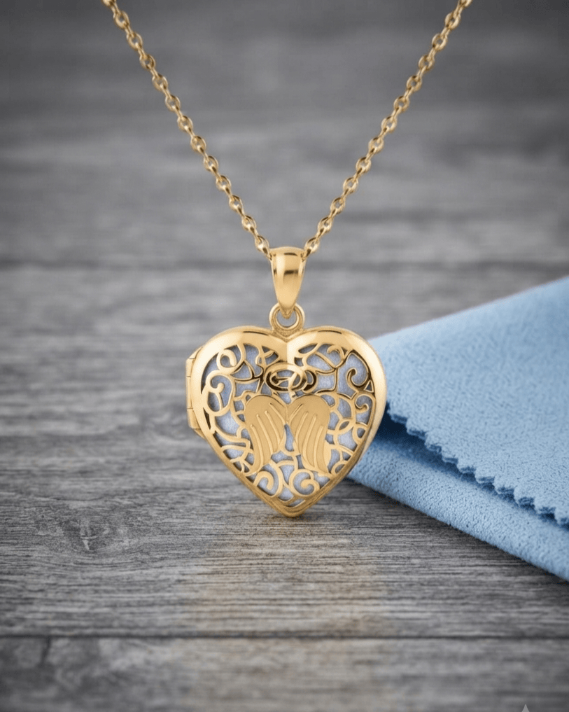 Loved Remembered 'Angel Heart' Gold Locket Urn