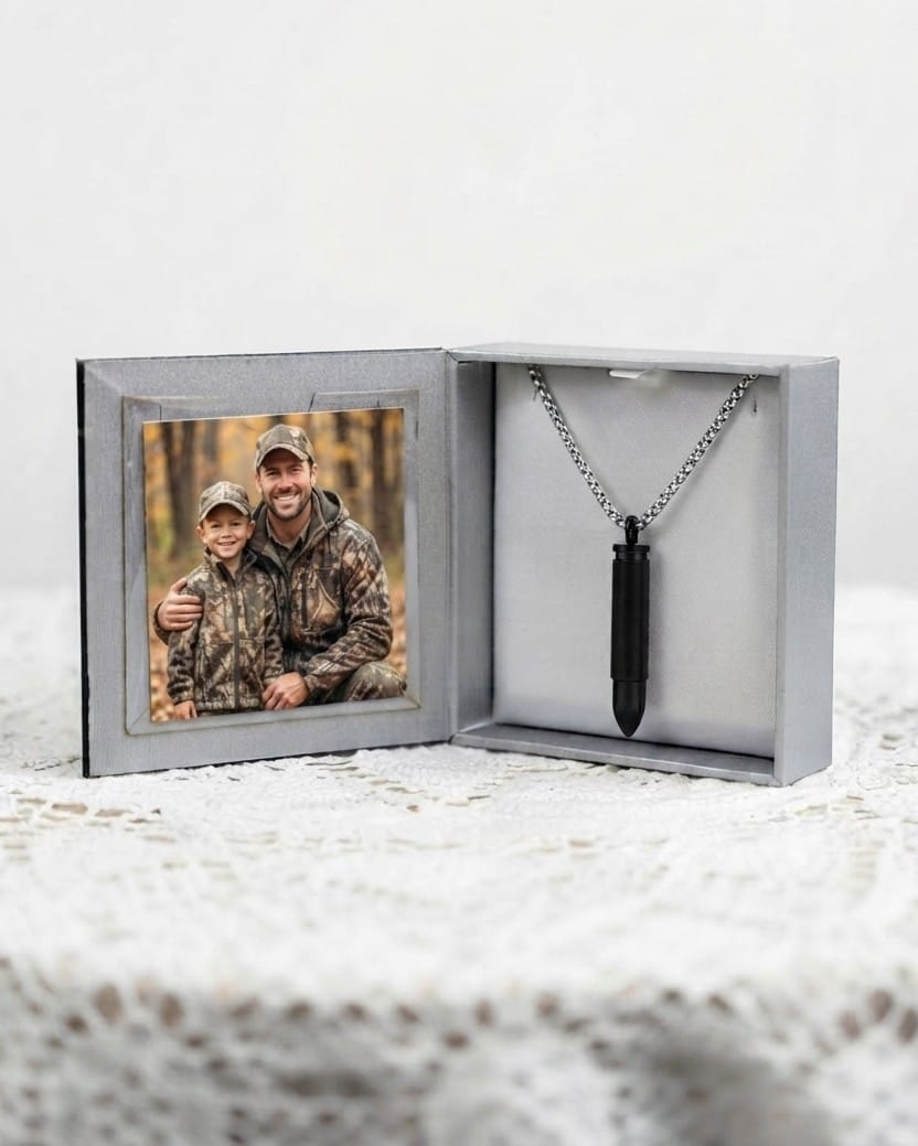Loved Remembered Black Stainless Steel Bullet Urn