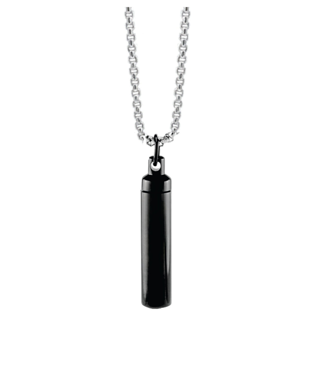 Loved Remembered Black Stainless Steel Cylinder Pendant Urn
