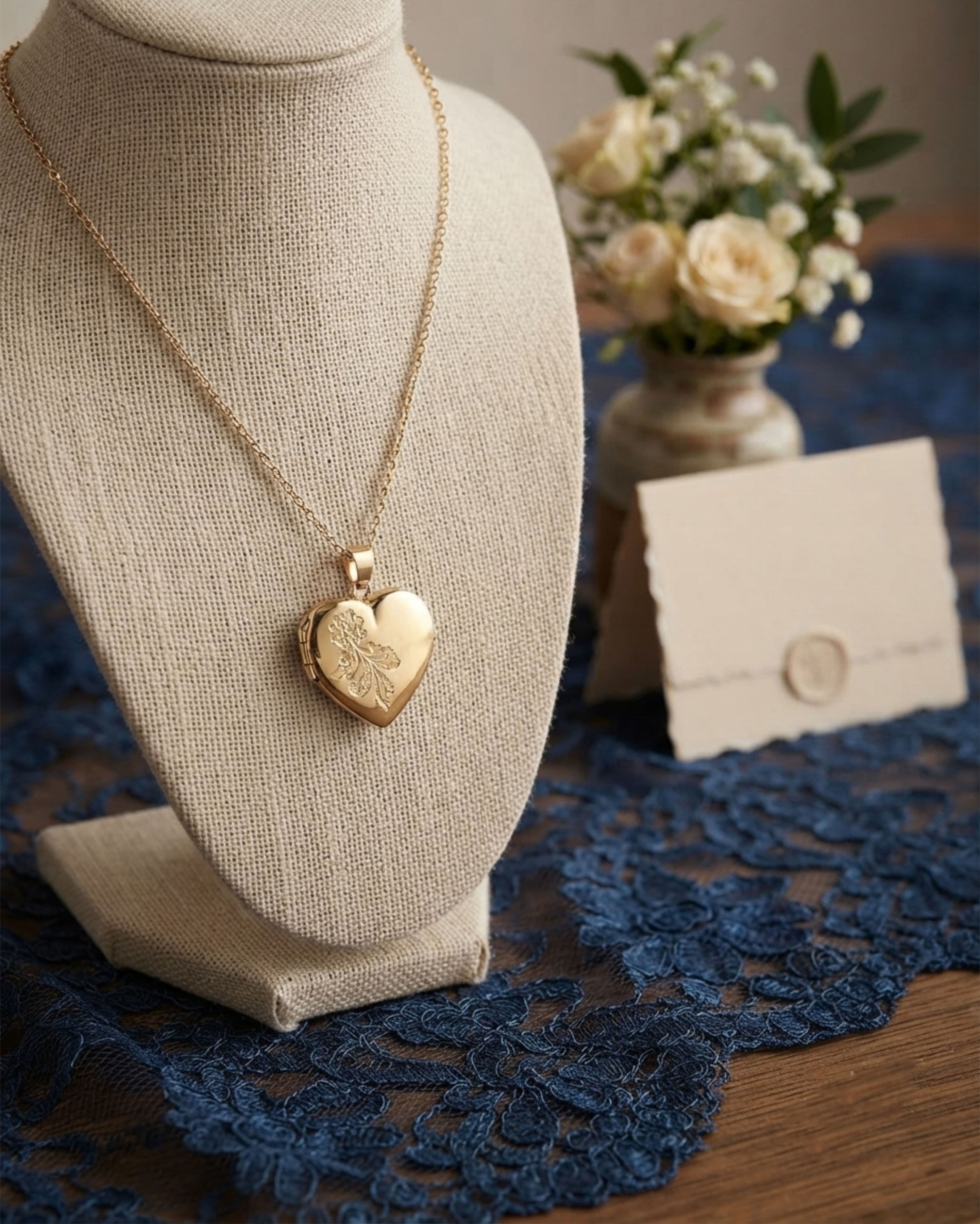 Loved Remembered 'Forget Me Not' Gold Classic Heart Locket