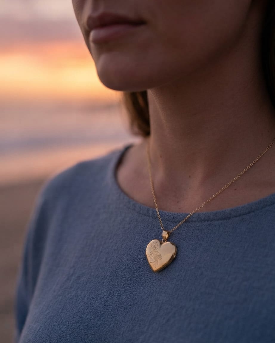Loved Remembered 'Forget Me Not' Gold Locket Urn