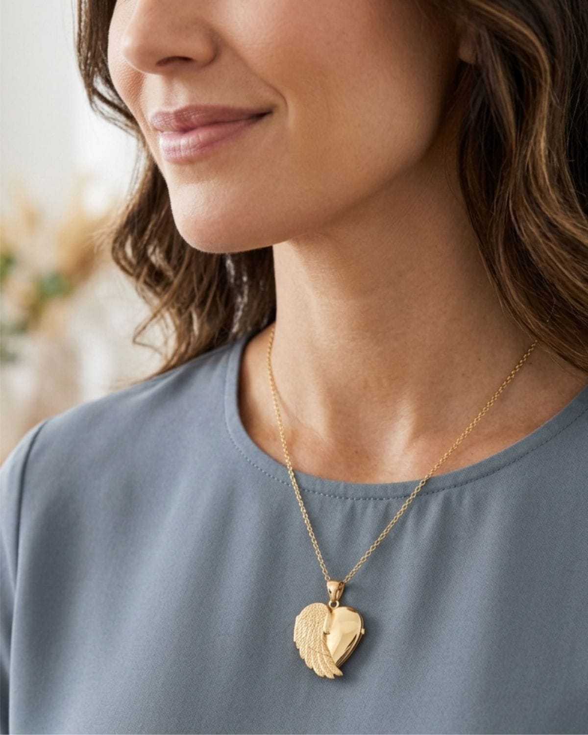 Loved Remembered Gold 'Angel Wing' Classic Locket