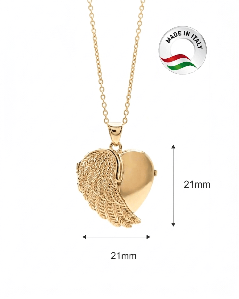 Loved Remembered Gold 'Angel Wing' Photo Print Locket