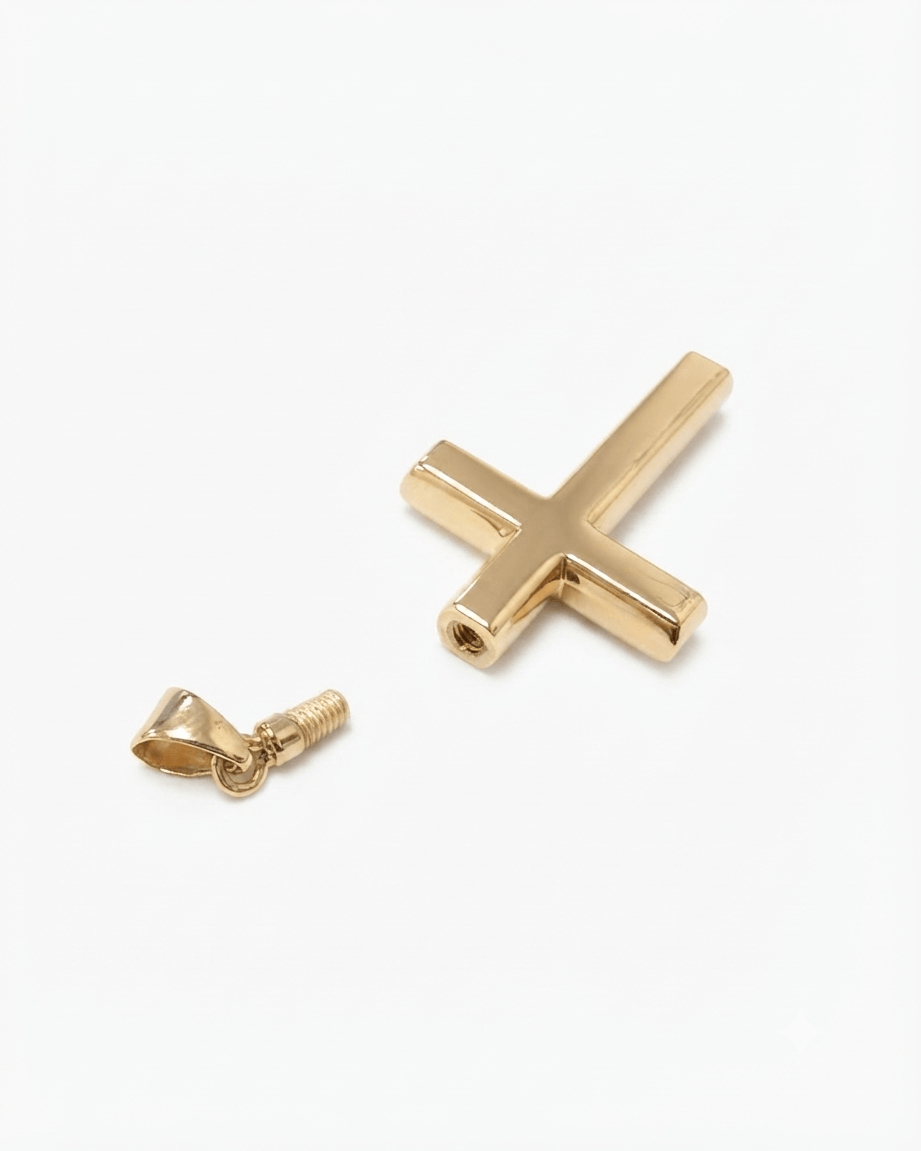 Loved Remembered Gold Cross Pendant Urn (10K)