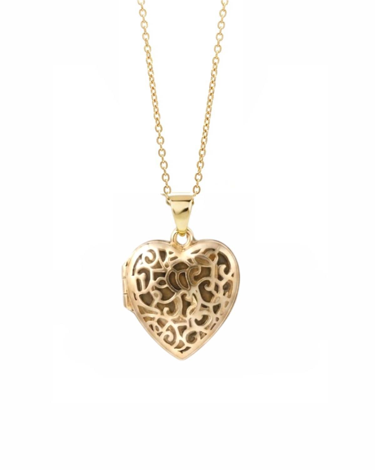 Loved Remembered Gold Filigree Heart Locket Urn