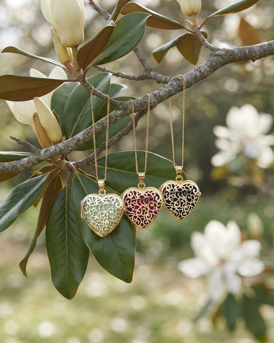 Loved Remembered Gold Filigree Heart Locket Urn