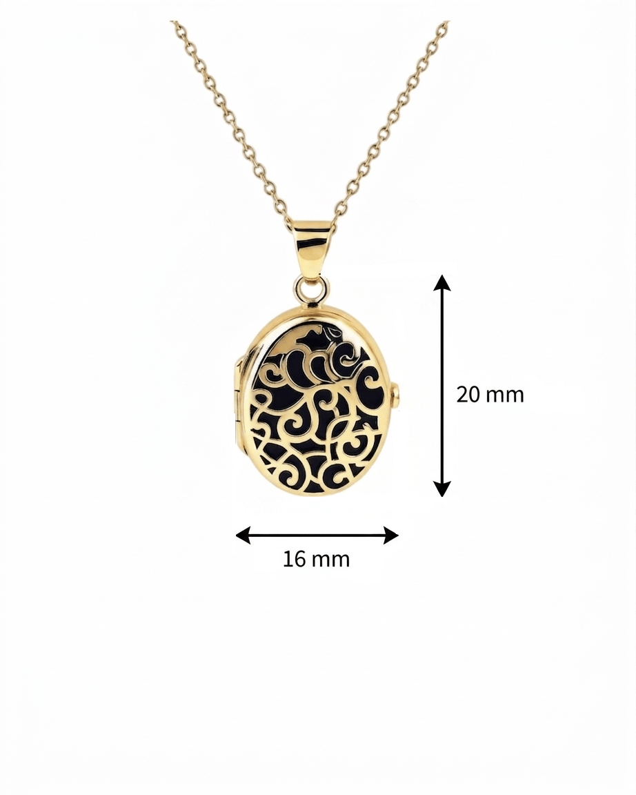 Loved Remembered Gold Filigree Oval Locket Urn