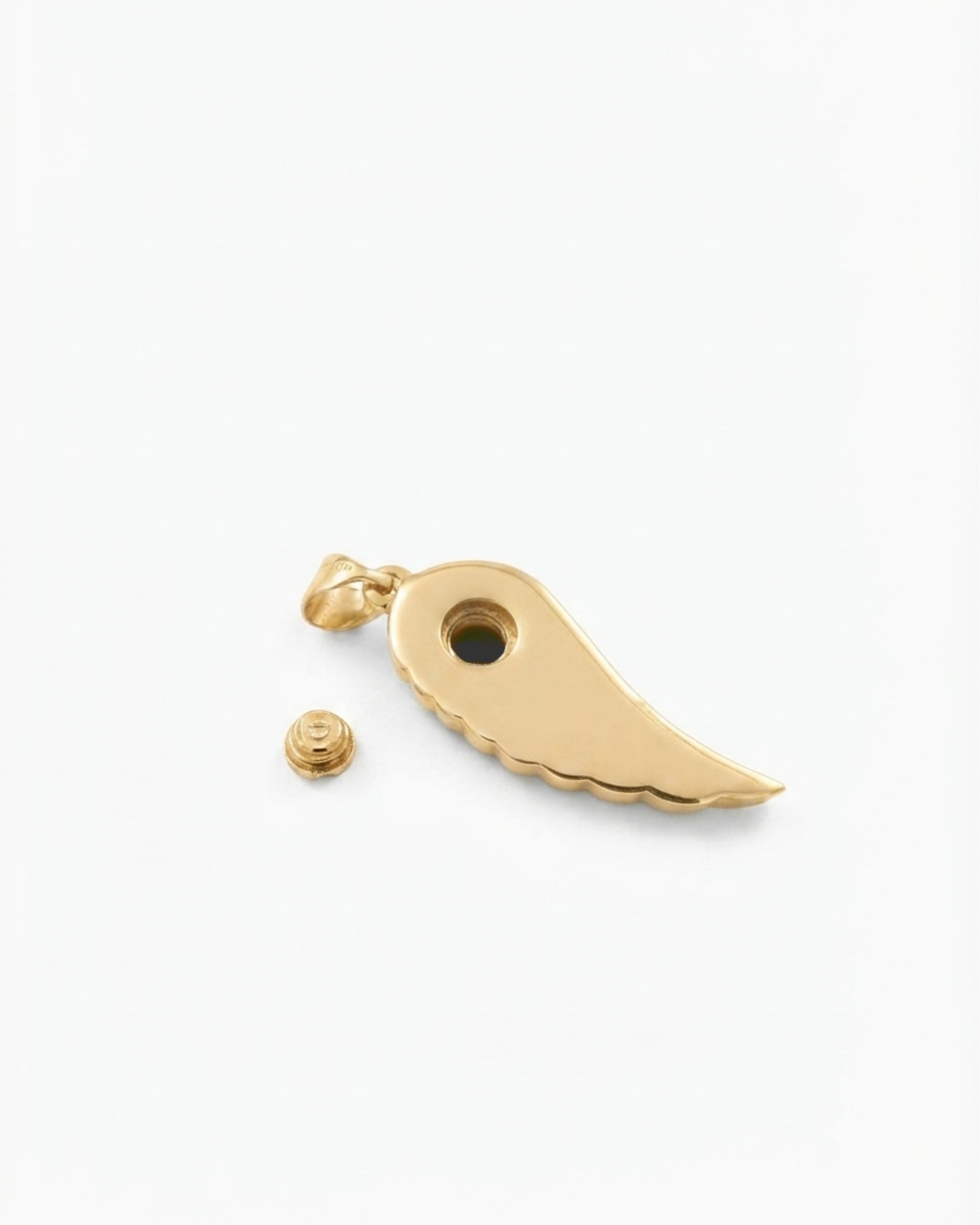 Loved Remembered Gold Guardian Angel Pendant Urn
