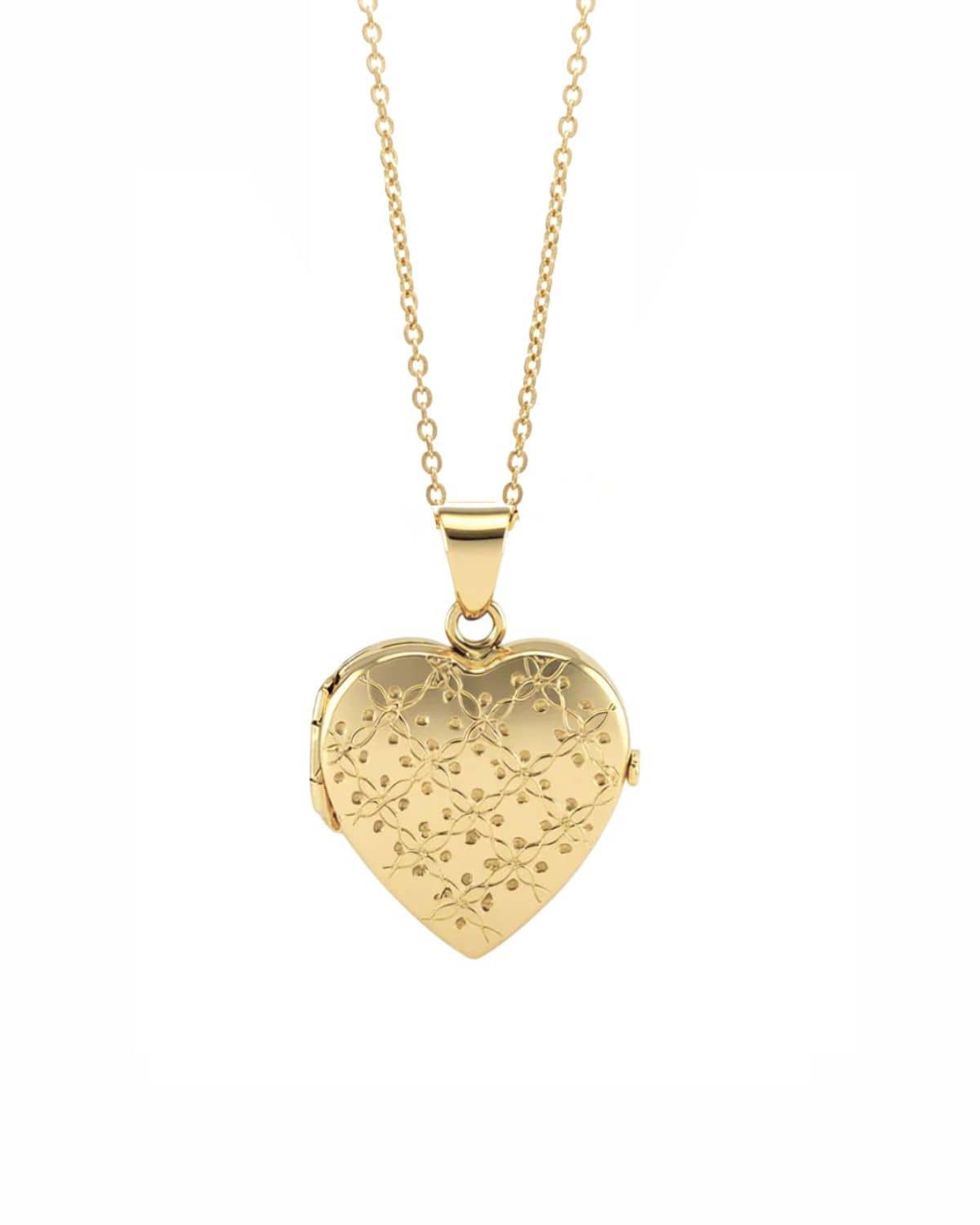 Loved Remembered Gold Heart Locket Urn - Diamond Cut