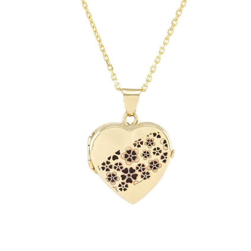 Loved Remembered Gold Heart Locket Urn - Flowers