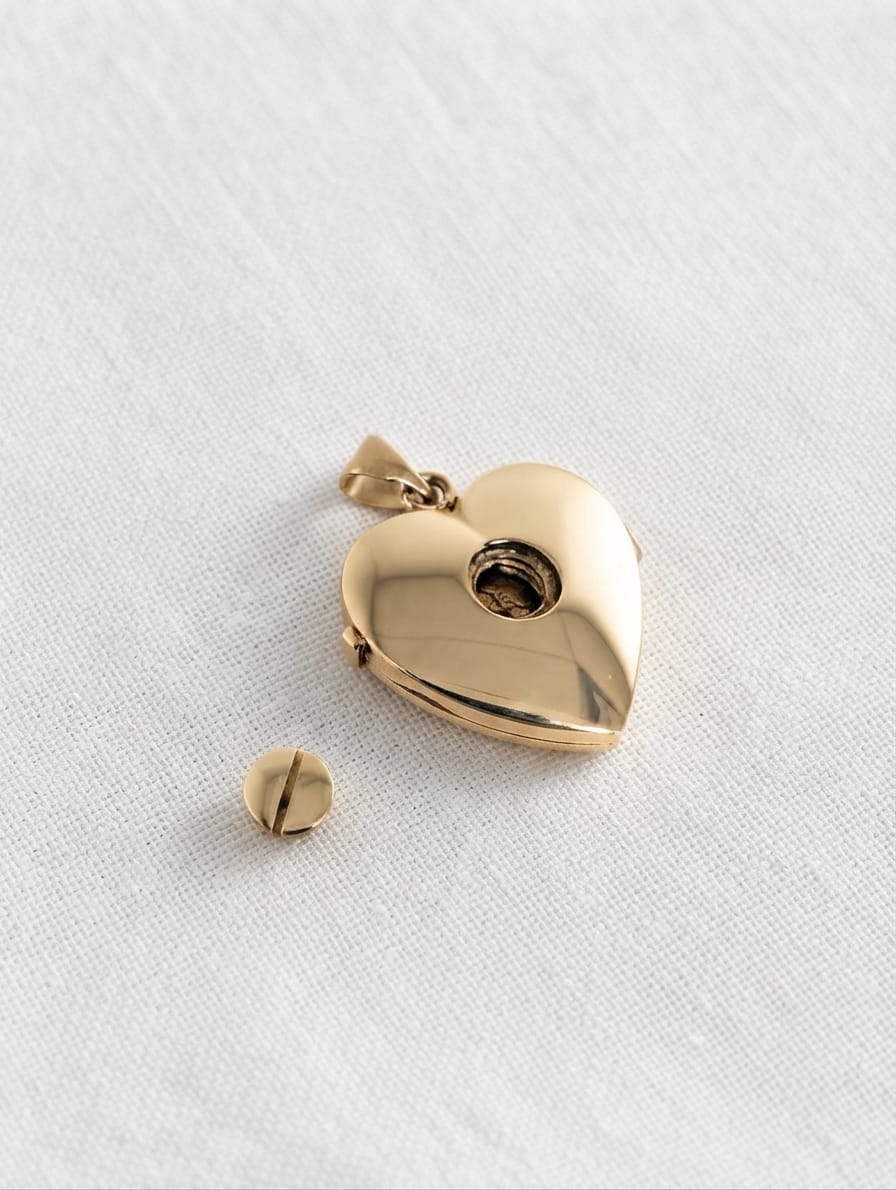 Loved Remembered Gold Heart Locket Urn - Flowers