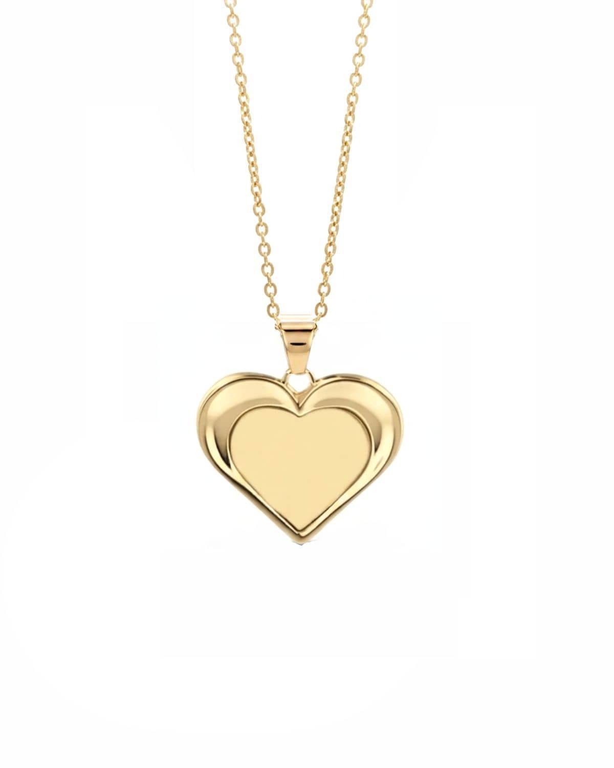Loved Remembered Gold Heart Pendant - Fingerprint Engraving
