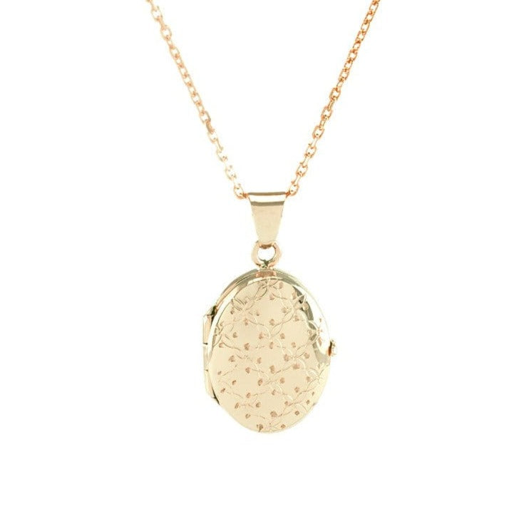 Loved Remembered Gold Oval Locket Urn - Diamond Cut