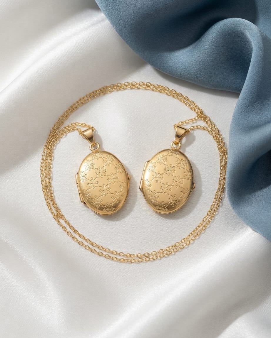 Loved Remembered Gold Oval Locket Urn - Diamond Cut