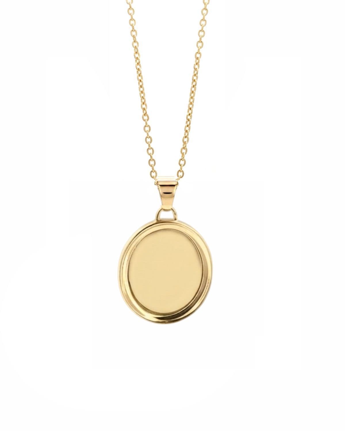 Loved Remembered Gold Oval Pendant - Fingerprint Engraving