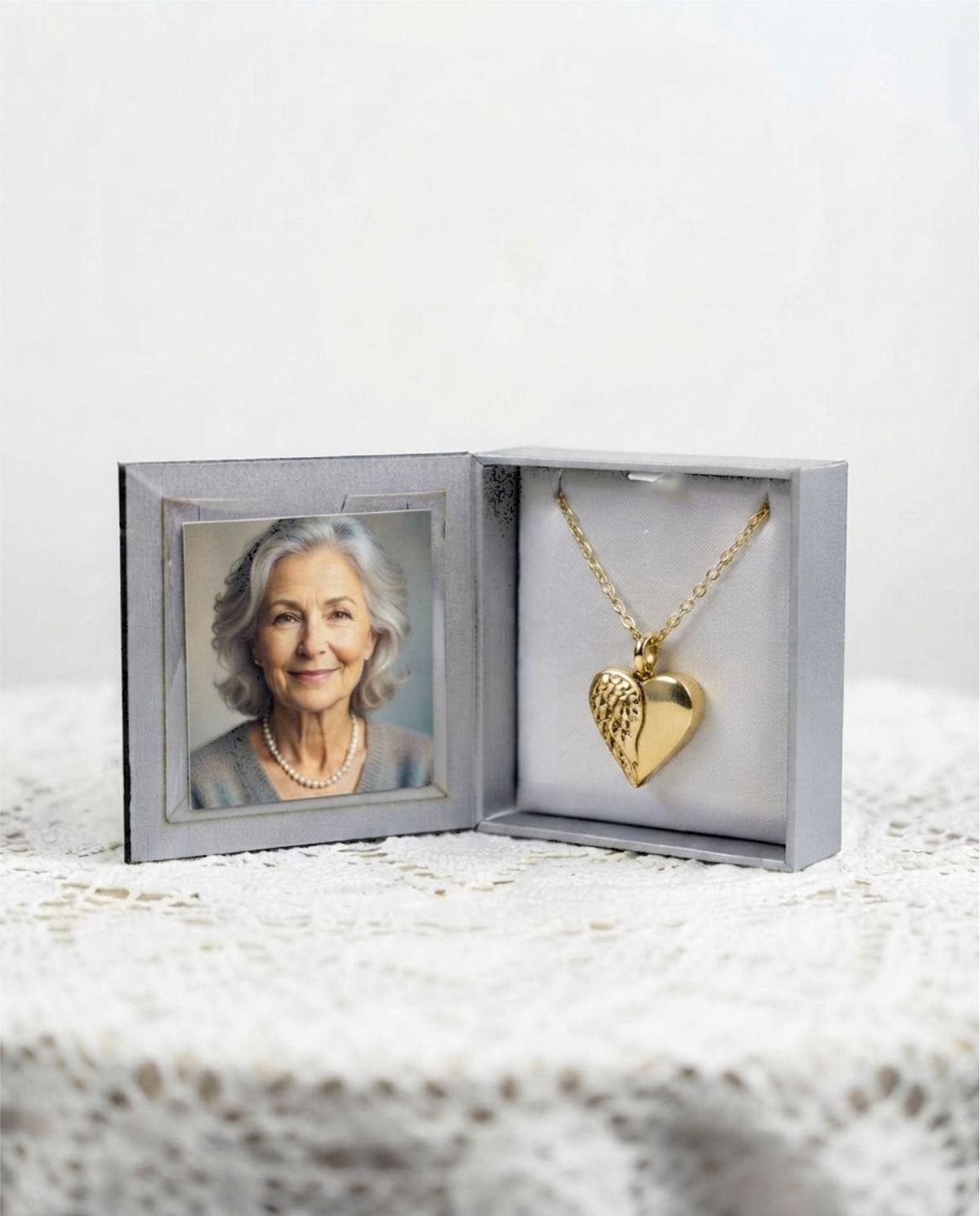 Loved Remembered Gold-Plated Stainless Steel Angel Wing Pendant Urn