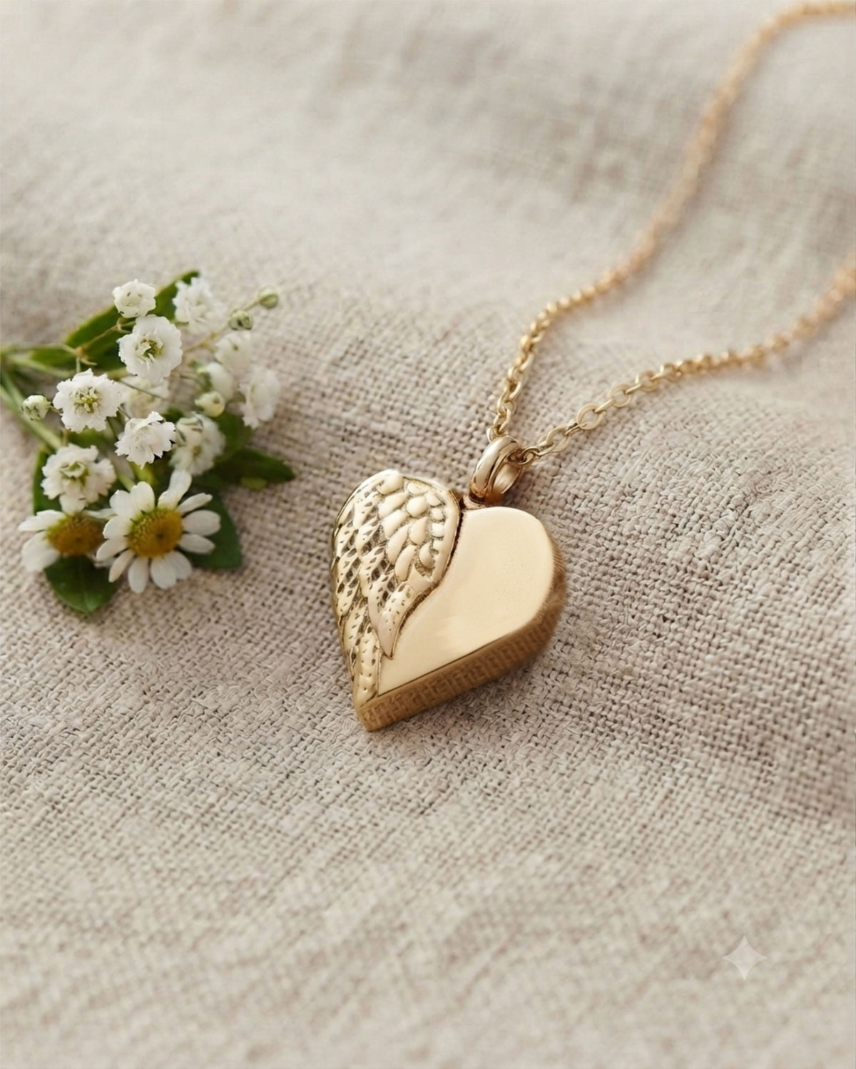 Loved Remembered Gold-Plated Stainless Steel Angel Wing Pendant Urn