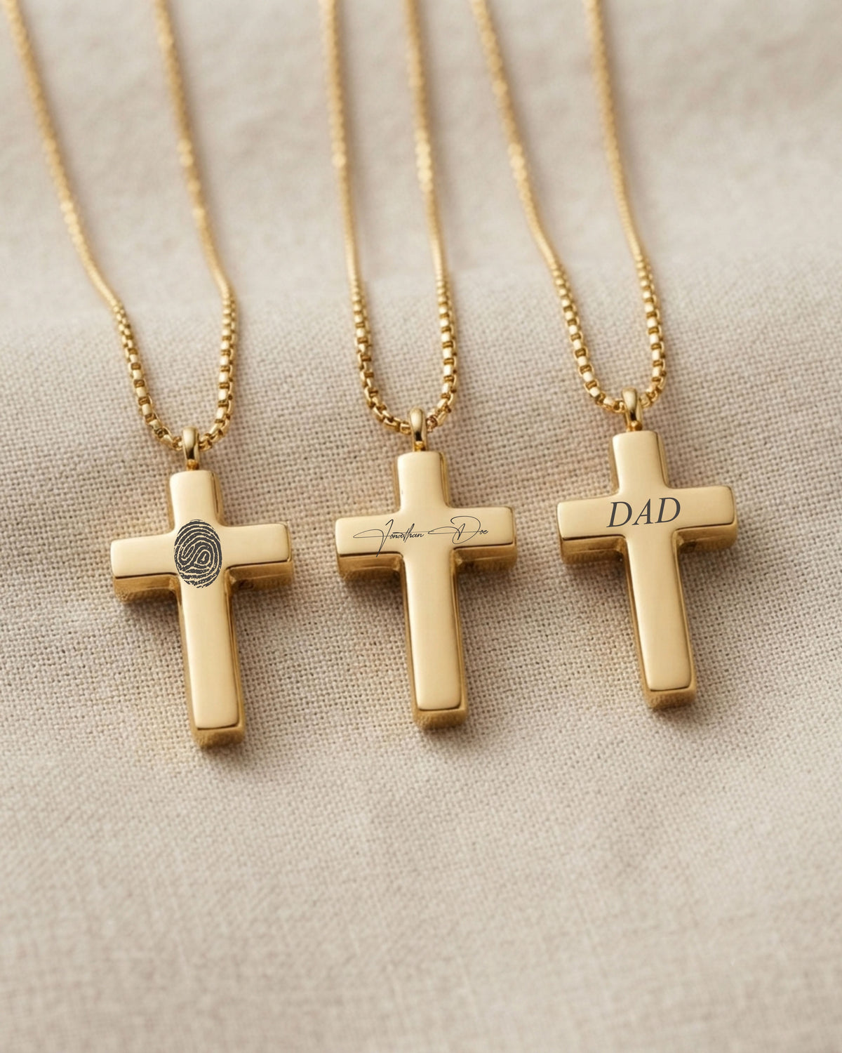 Loved Remembered Gold- Plated Stainless Steel Cross Pendant Urn