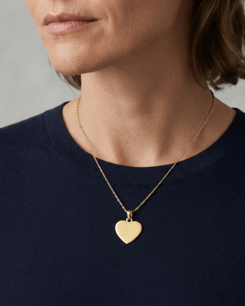Loved Remembered Gold- Plated Stainless Steel Heart Pendant