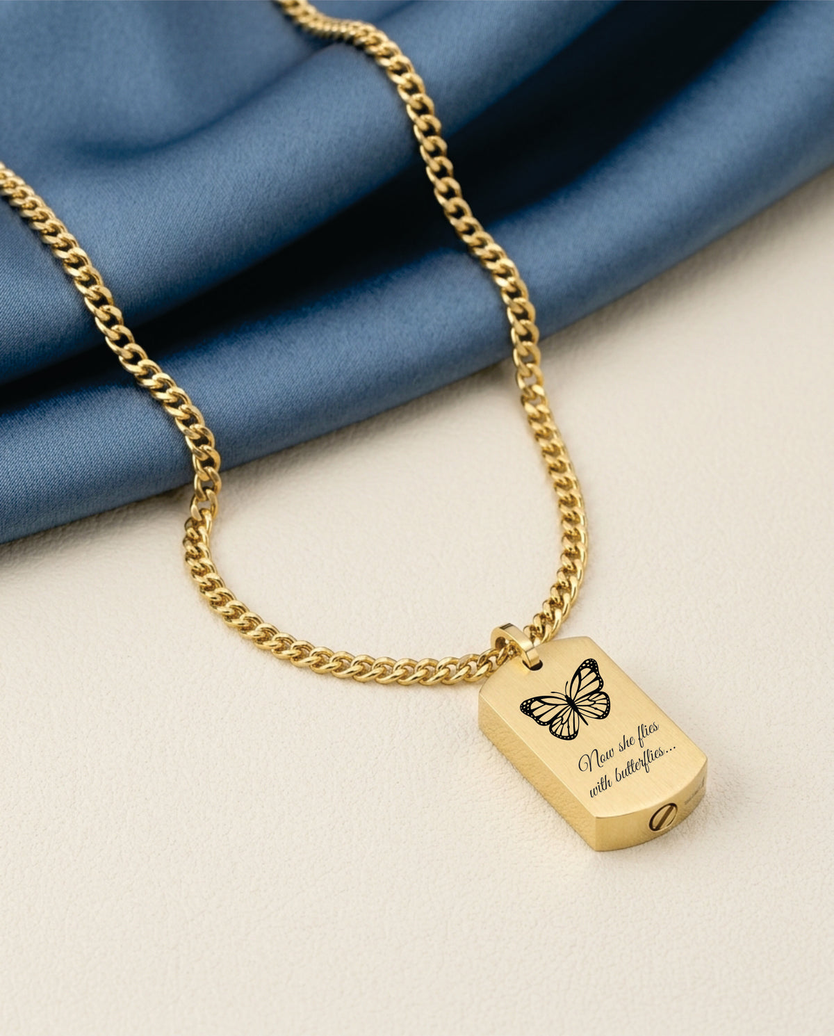 Loved Remembered Gold Plated Stainless Steel Tag Urn