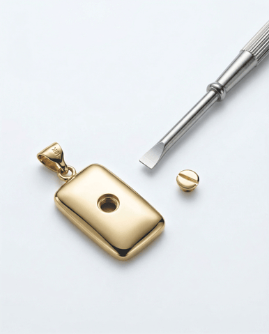 Loved Remembered Gold Rectangle Pendant Urn