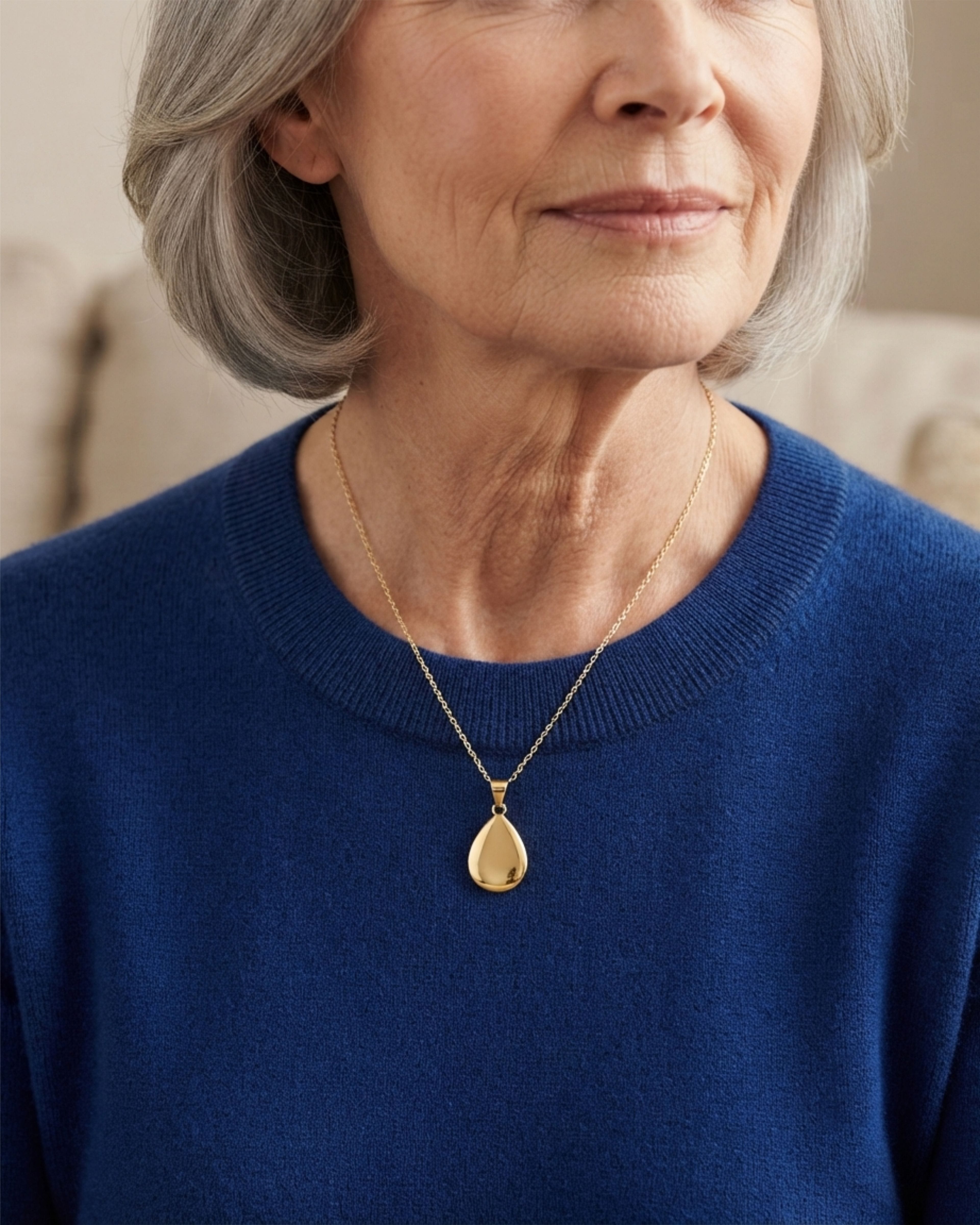 Loved Remembered Gold Teardrop Pendant Urn