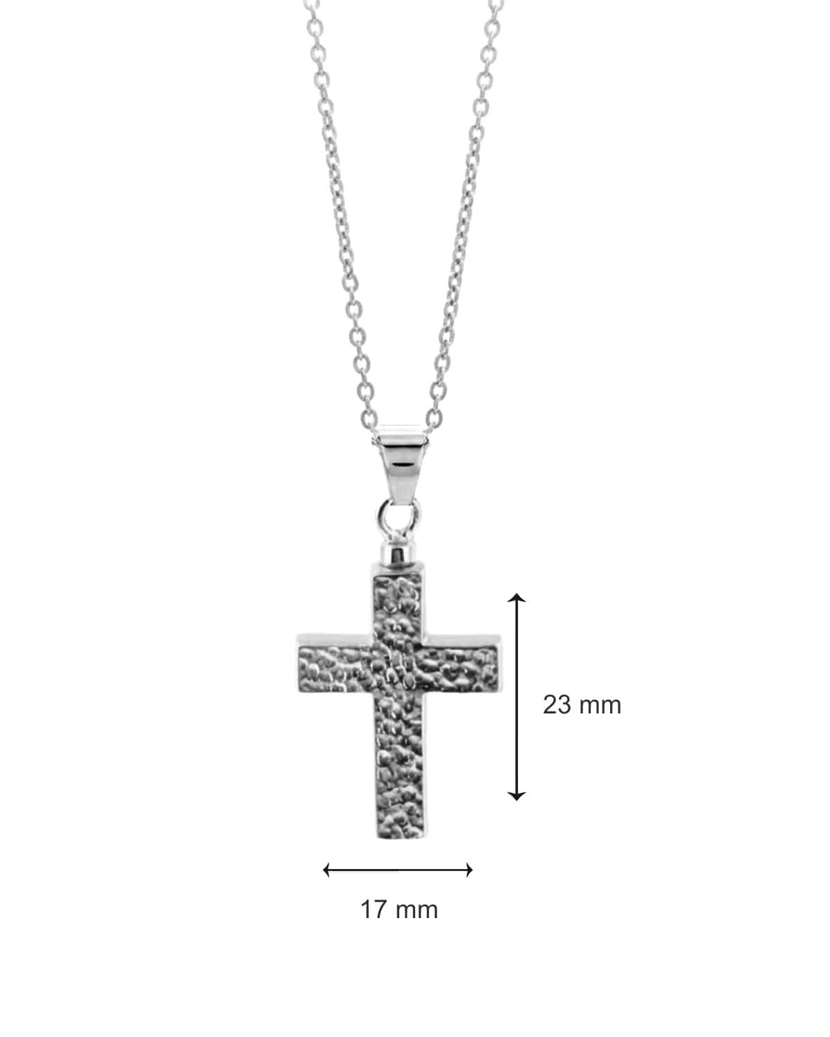 Loved Remembered Hammered Silver Cross Pendant Urn