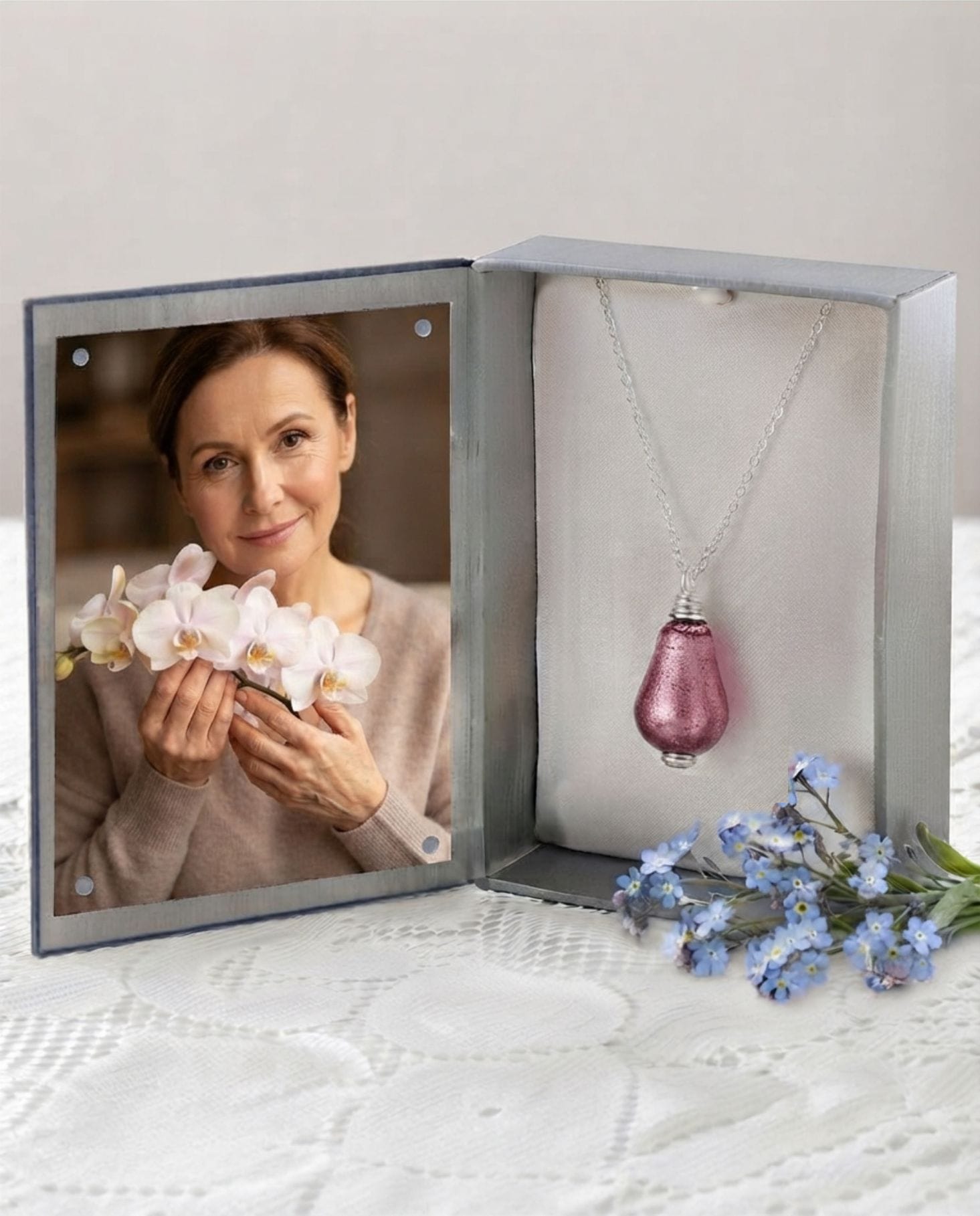 Loved Remembered Murano Glass Drop - 'Orchid Mist'