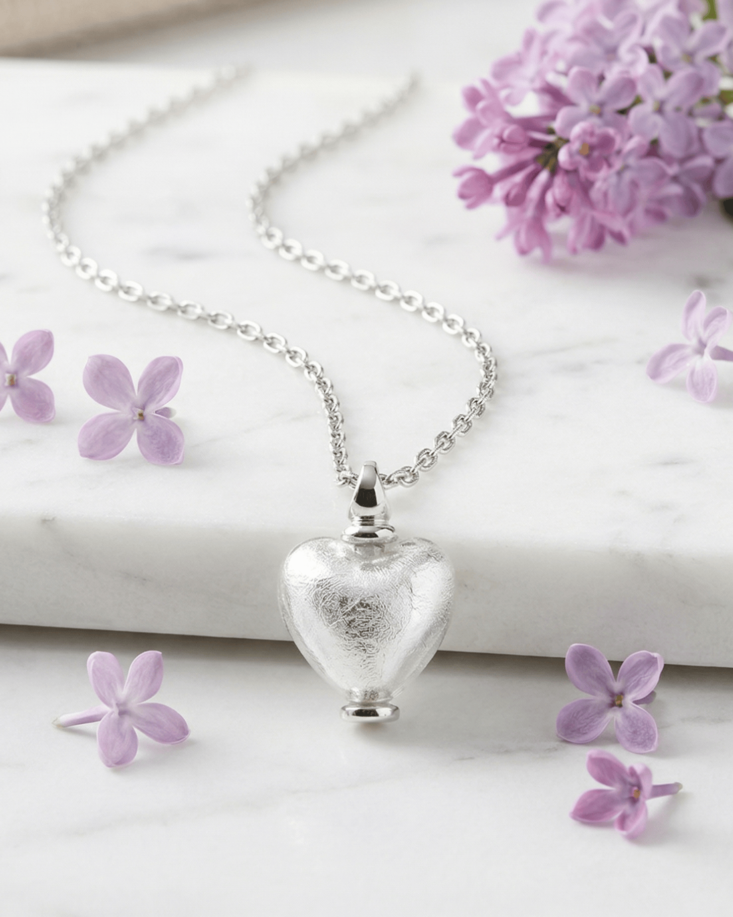 Loved Remembered Murano Glass Heart Urn - April