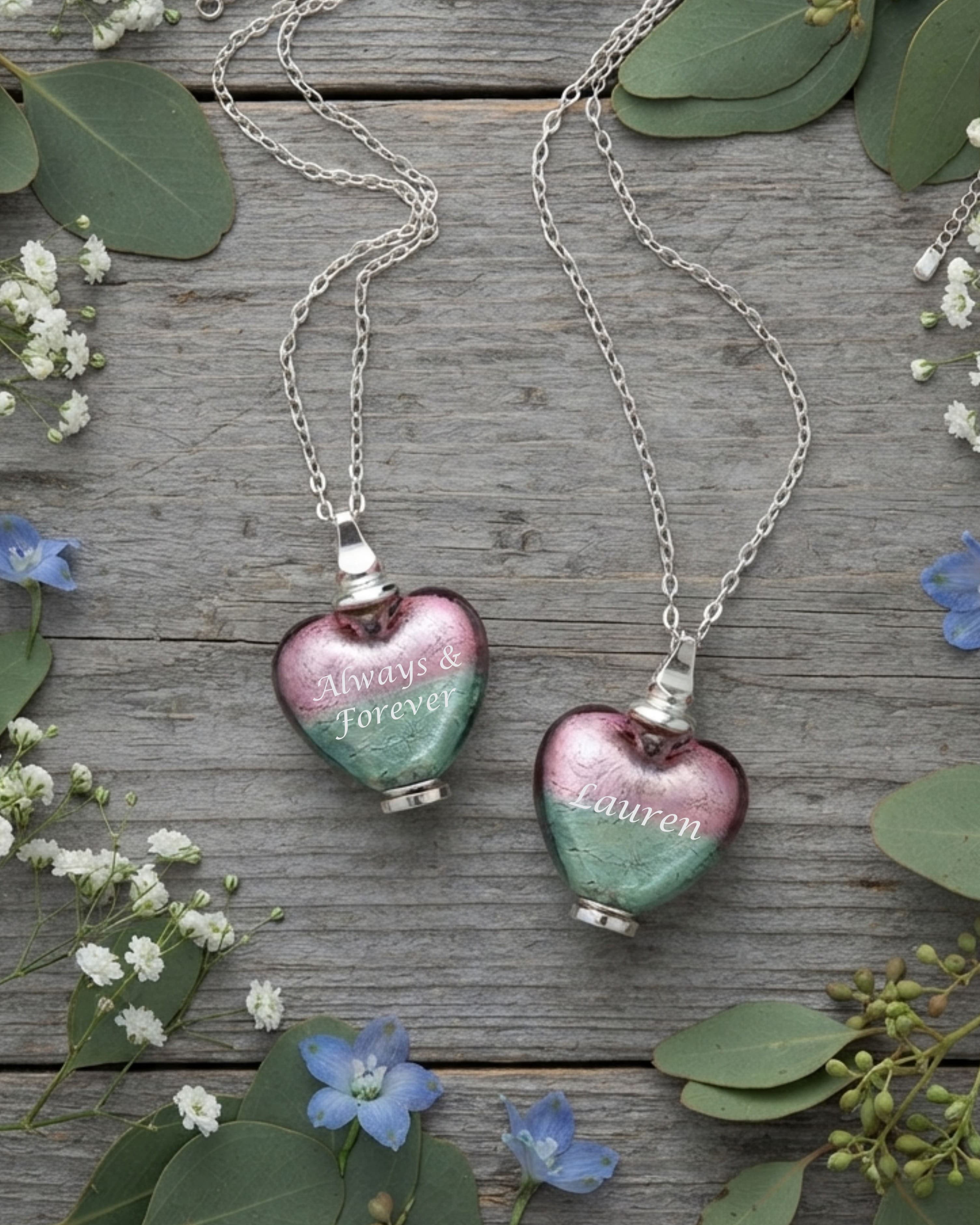 Loved Remembered Murano Glass Heart Urn - 'Enchanted Bliss'