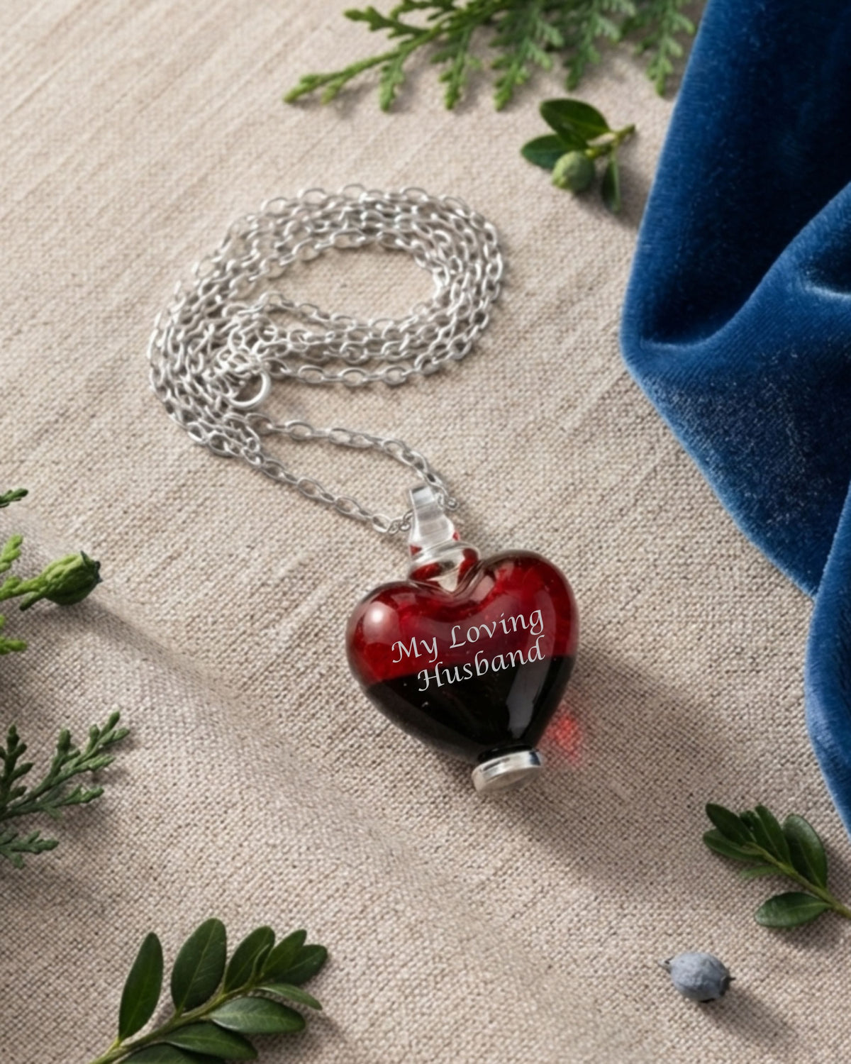 Loved Remembered Murano Glass Heart Urn - 'Everlasting Love'