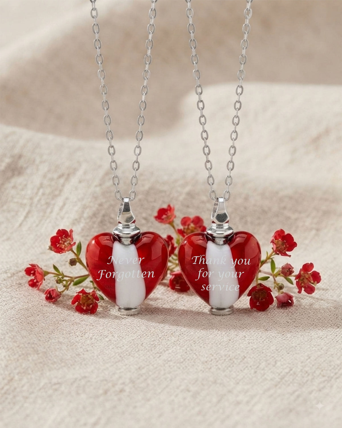 Loved Remembered Murano Glass Heart Urn - 'Glowing Hearts'