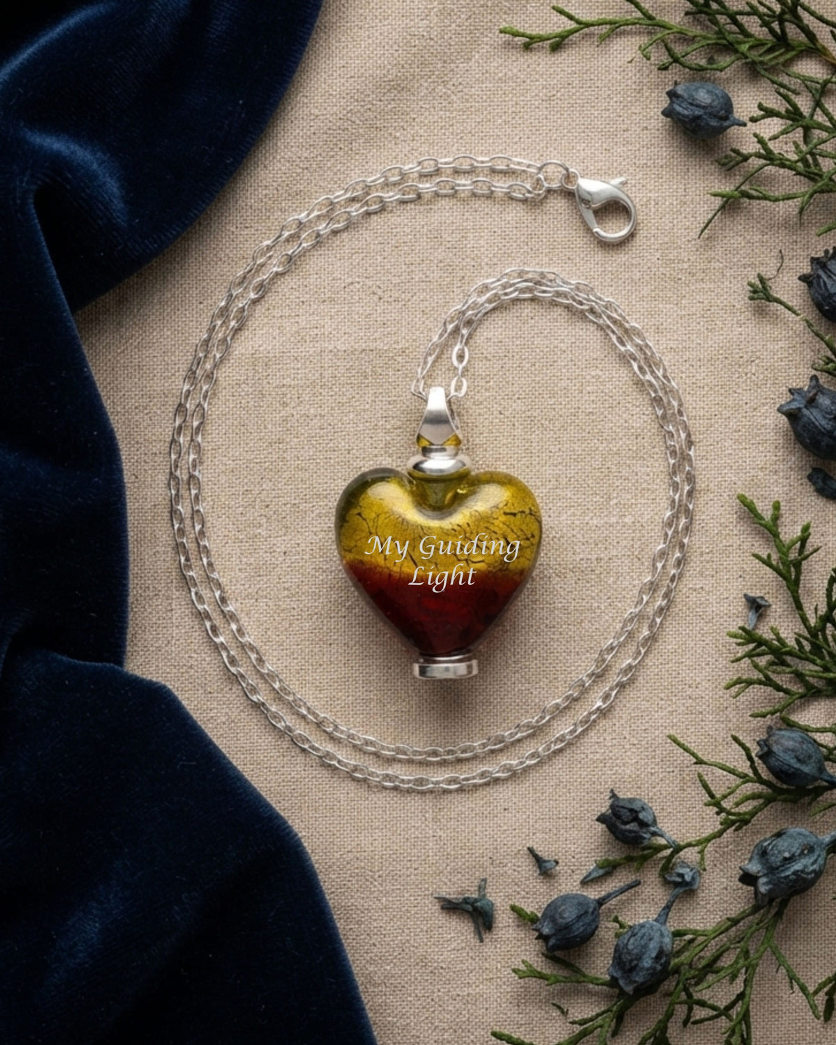 Loved Remembered Murano Glass Heart Urn - 'Guiding Light'