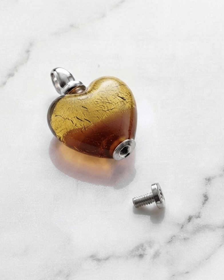 Loved Remembered Murano Glass Heart Urn - 'Guiding Light'