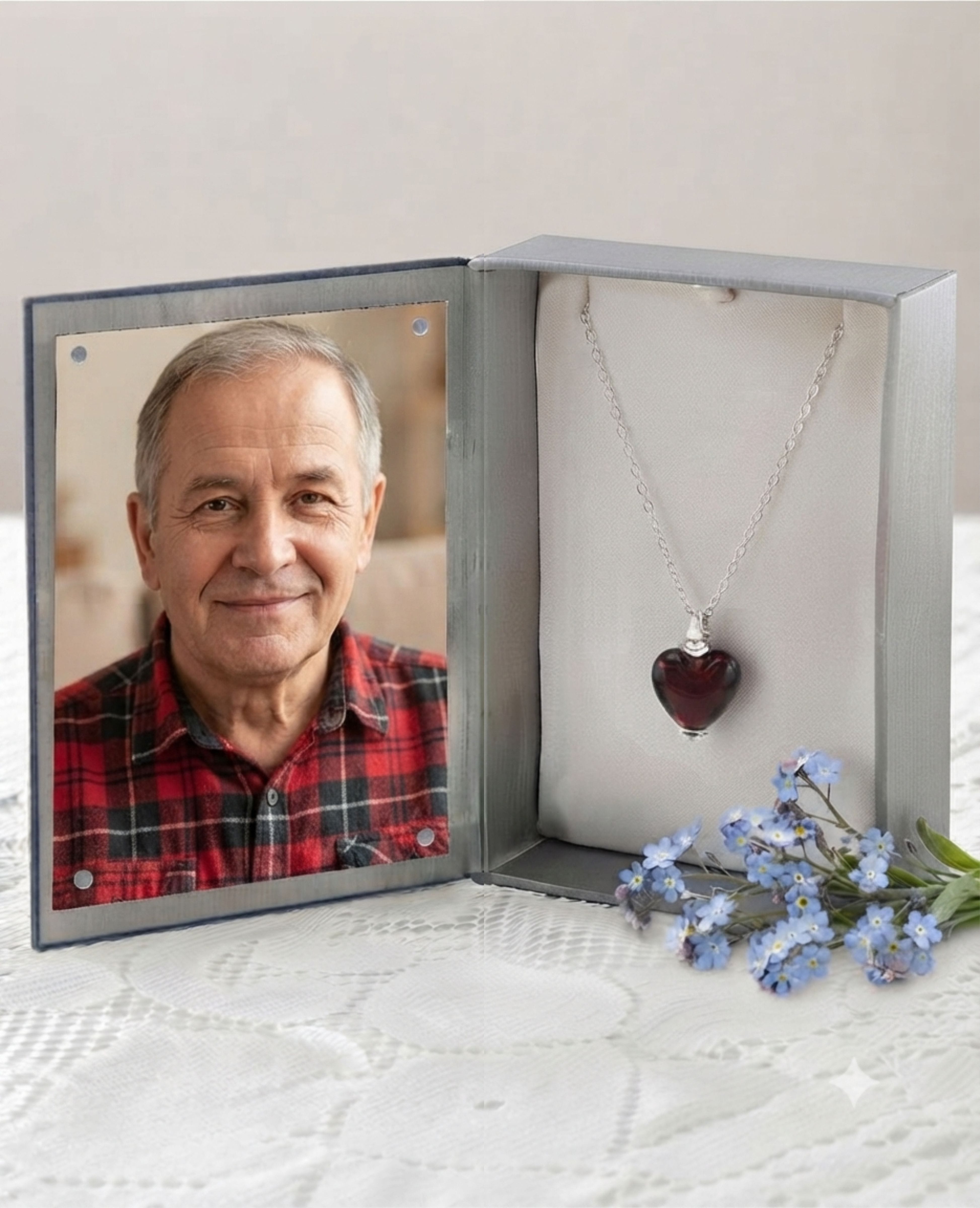 Loved Remembered Murano Glass Heart Urn - January