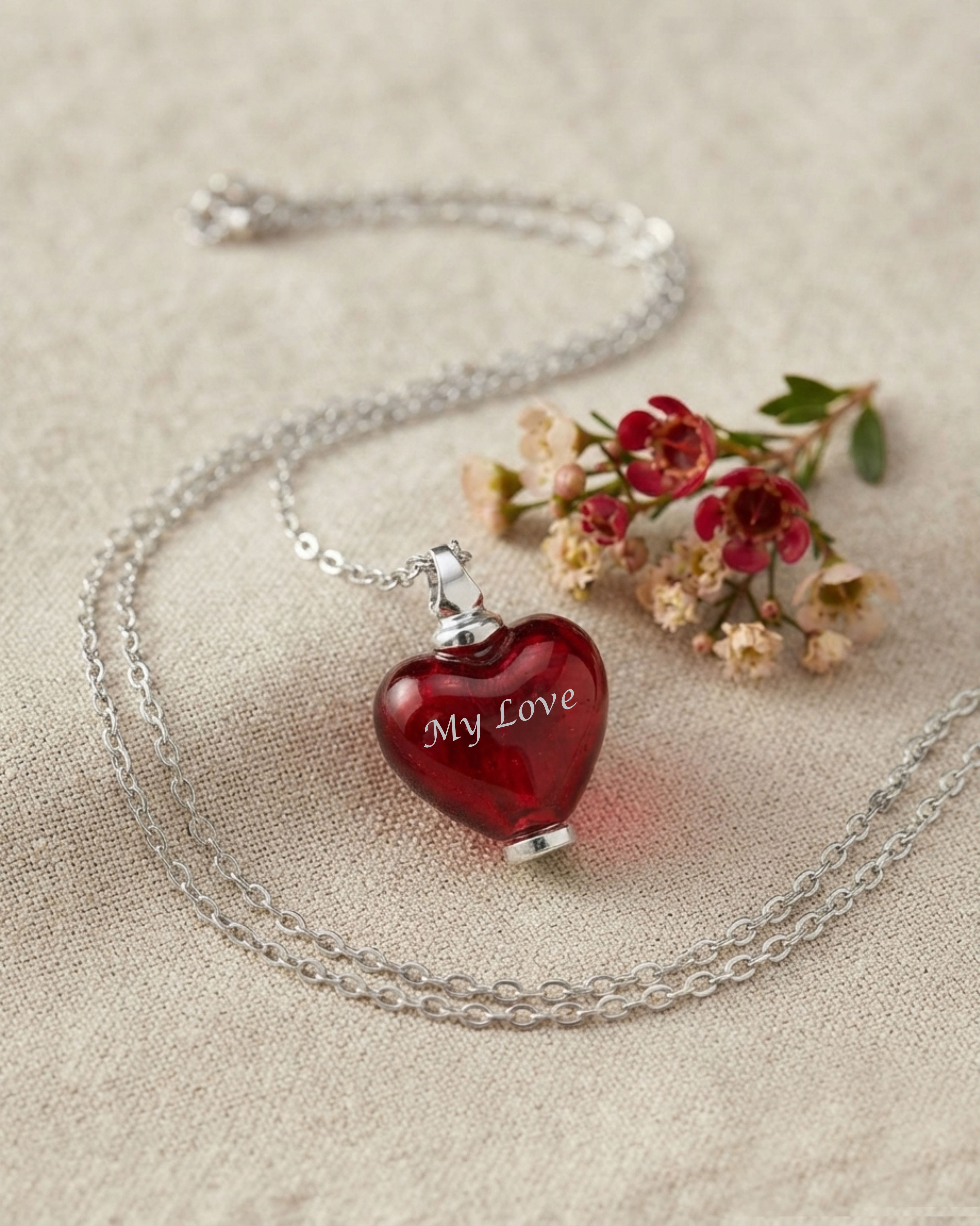 Loved Remembered Murano Glass Heart Urn - July