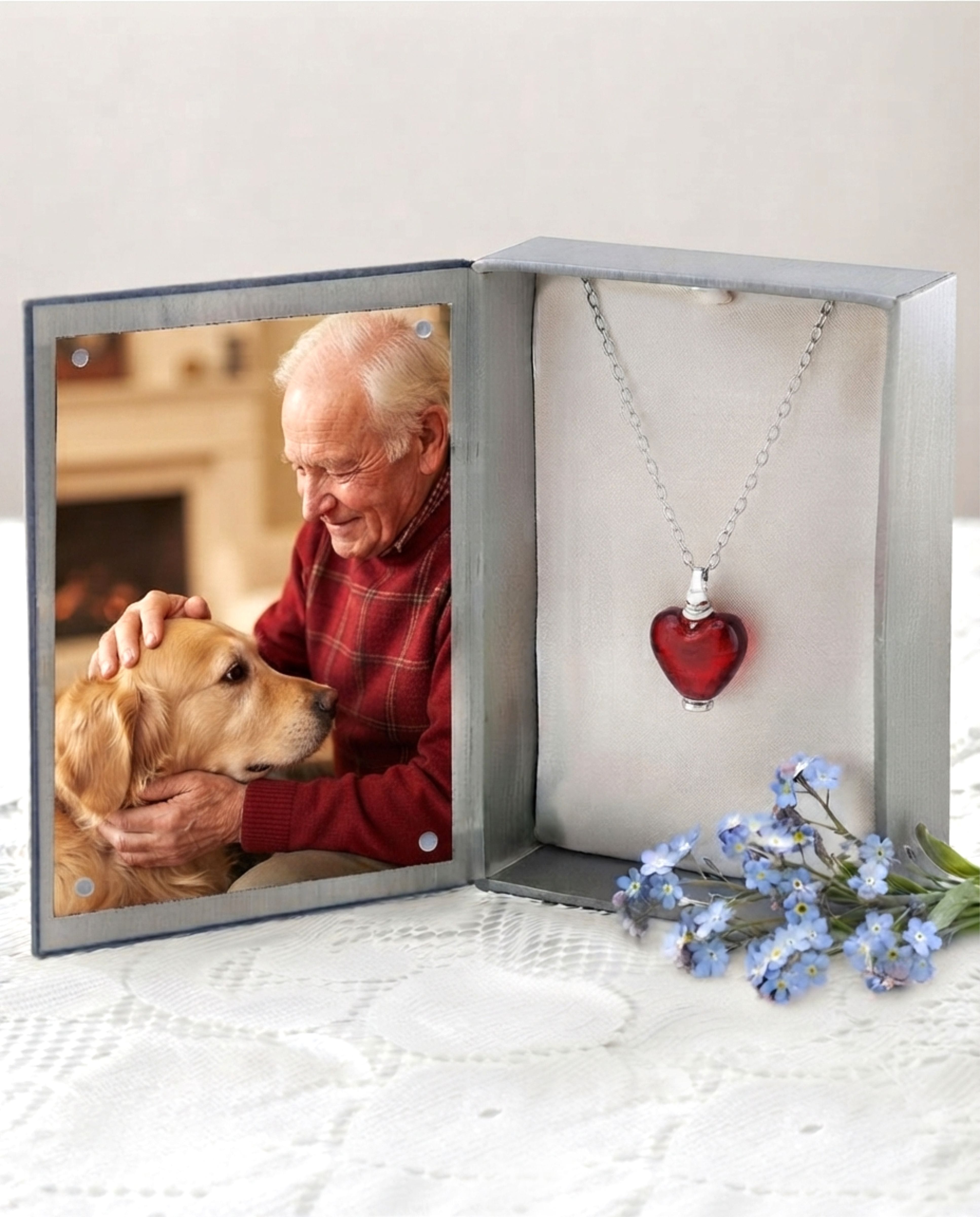 Loved Remembered Murano Glass Heart Urn - July