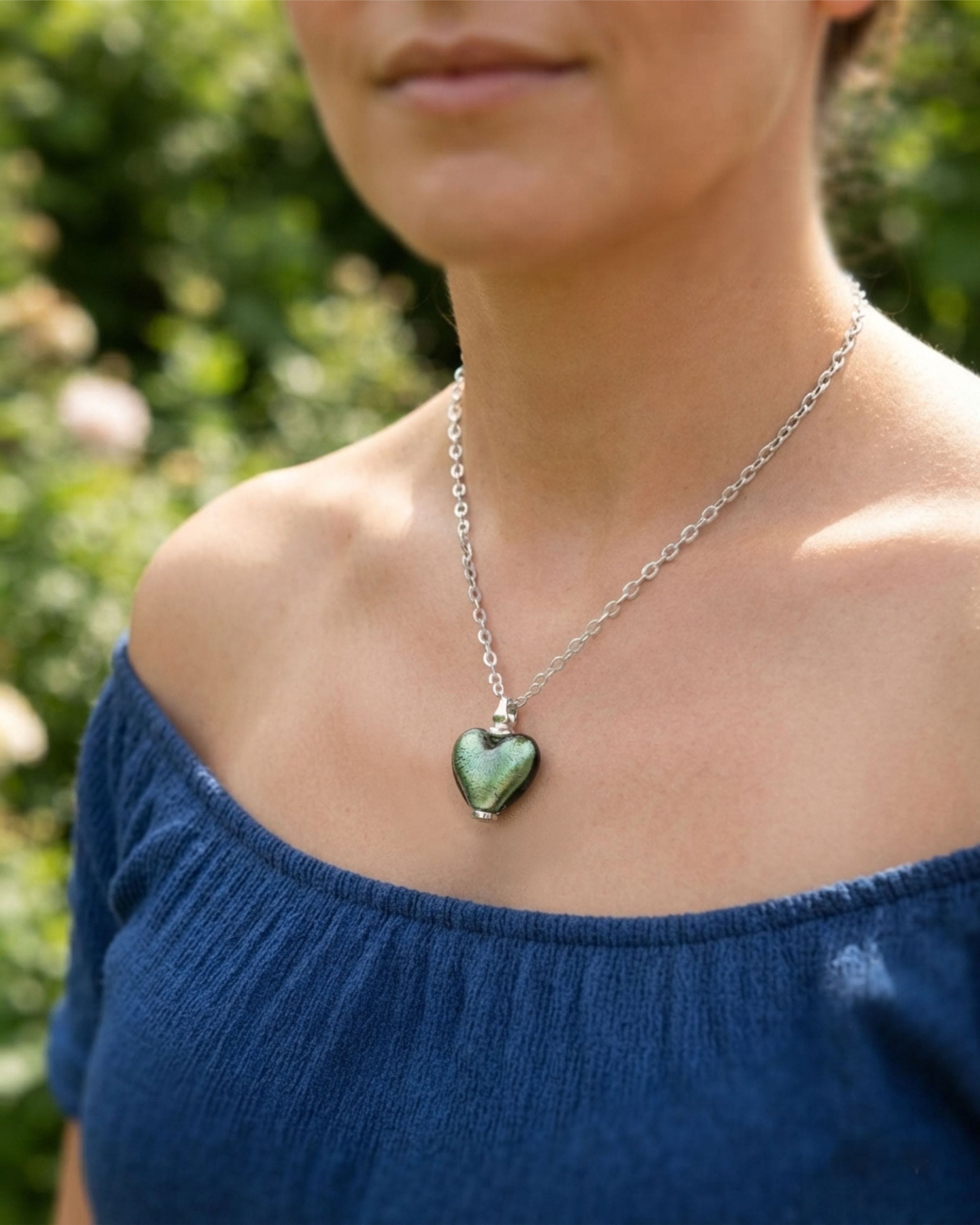 Loved Remembered Murano Glass Heart Urn - June