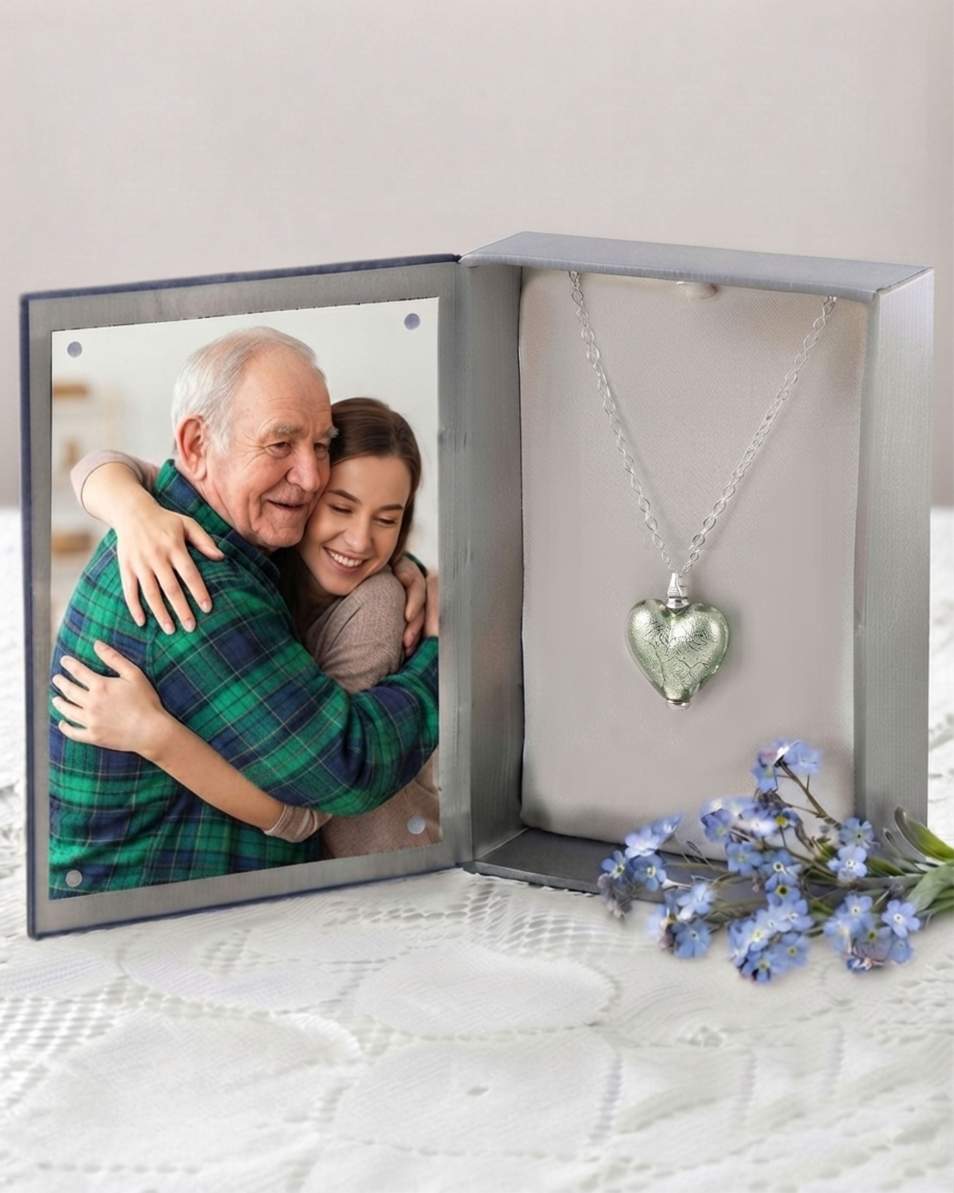 Loved Remembered Murano Glass Heart Urn - June