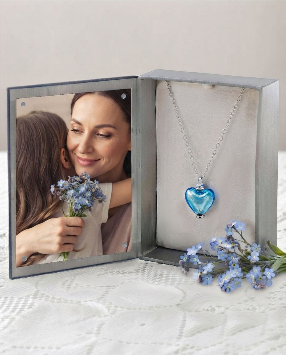 Loved Remembered Murano Glass Heart Urn - March