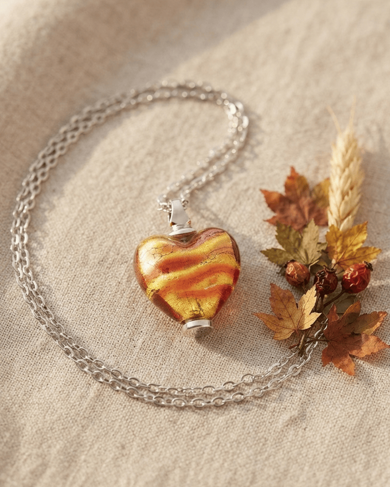 Loved Remembered Murano Glass Heart Urn - November