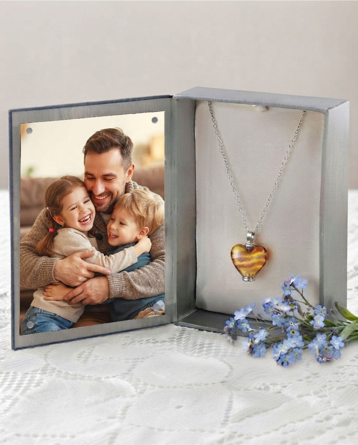 Loved Remembered Murano Glass Heart Urn - November