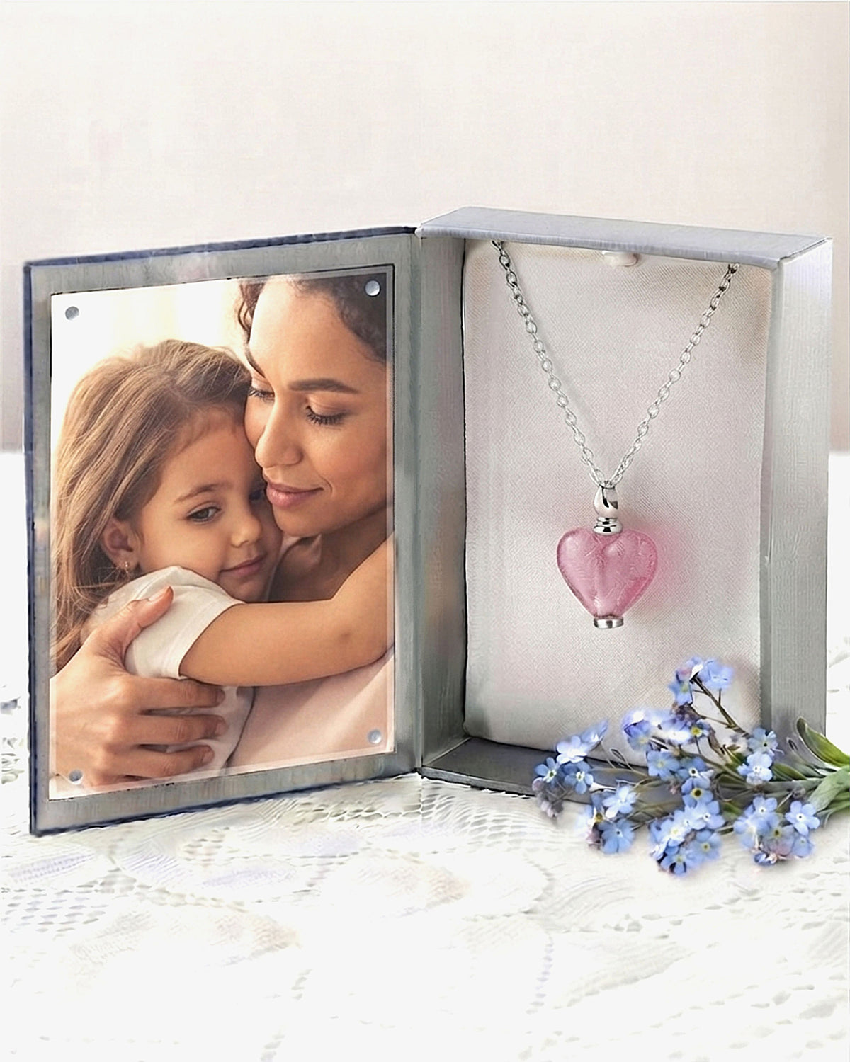 Loved Remembered Murano Glass Heart Urn - October