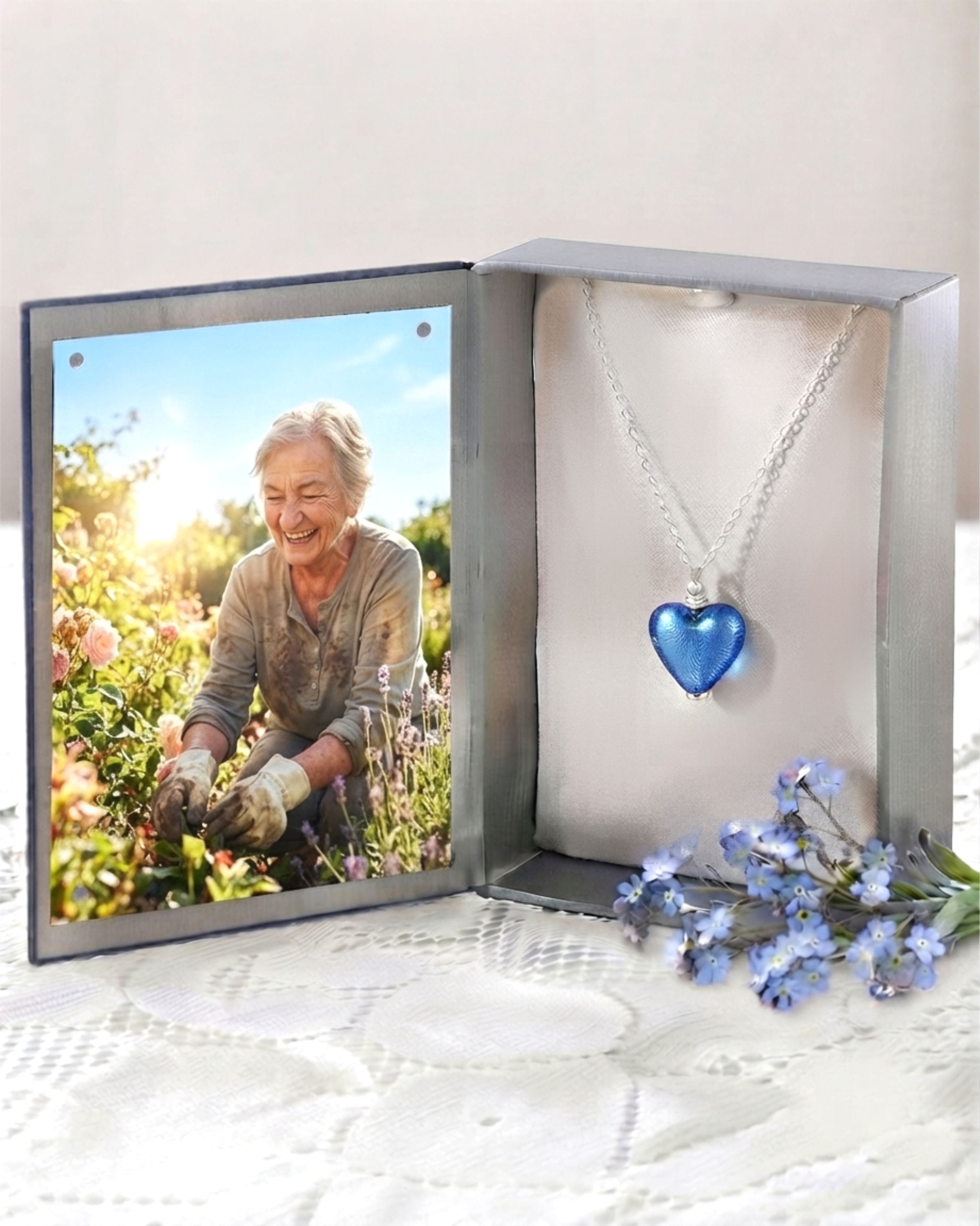 Loved Remembered Murano Glass Heart Urn - September