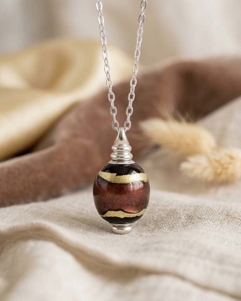Loved Remembered Murano Glass Olive - 'Gilded Dreams'