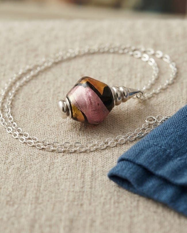 Loved Remembered Murano Glass Pendant Urn - 'Eventide Rose'