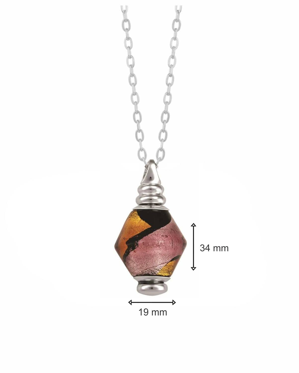 Loved Remembered Murano Glass Pendant Urn - 'Eventide Rose'