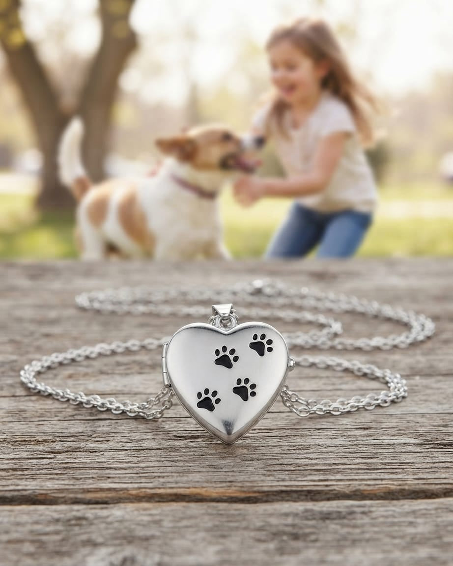 Loved Remembered Paw Print Locket Urn