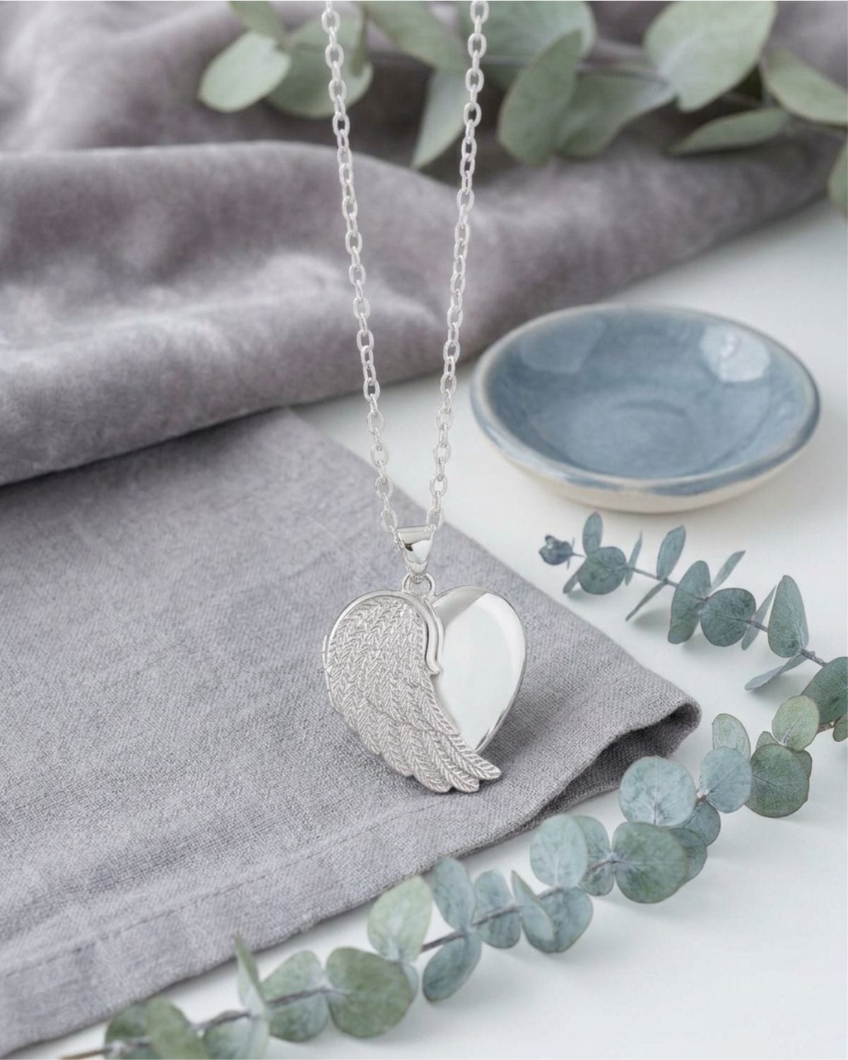 Loved Remembered Silver Angel Wing Classic Locket